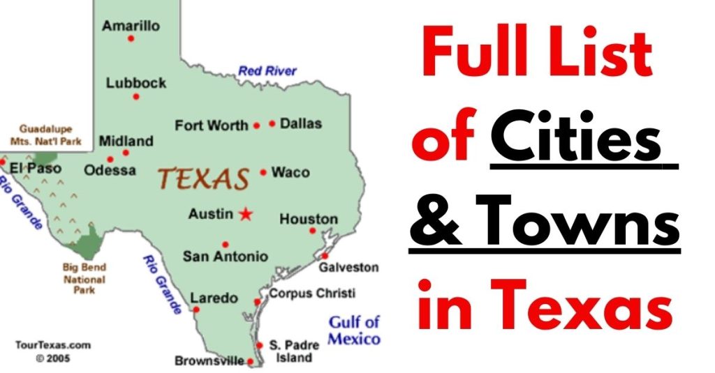 Full list of Cities and Towns in Texas