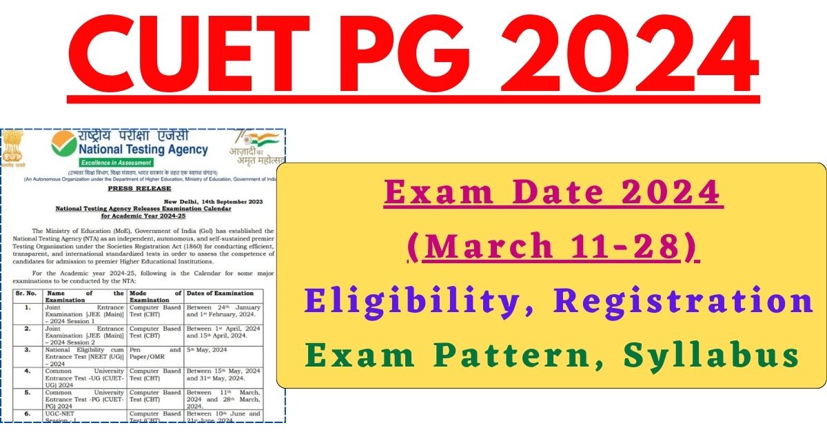 CUET PG Exam 2024 (March 11-28), Eligibility, Registration, Syllabus ...