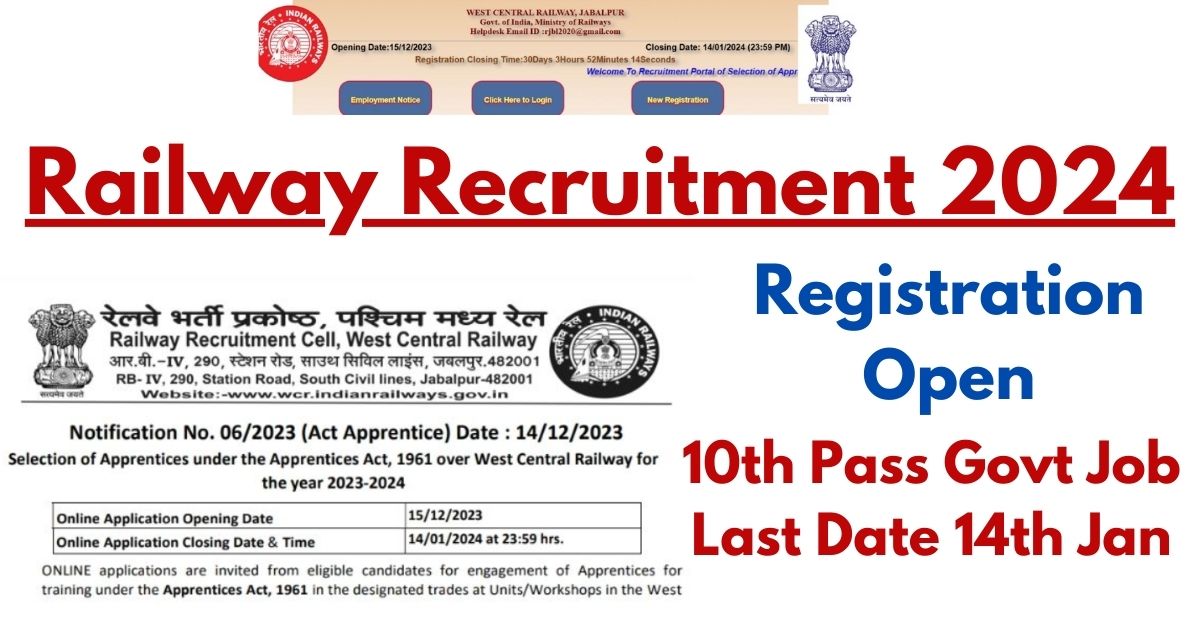 Railway Recruitment 2024 Registration 10th Pass Govt Job Bharat News