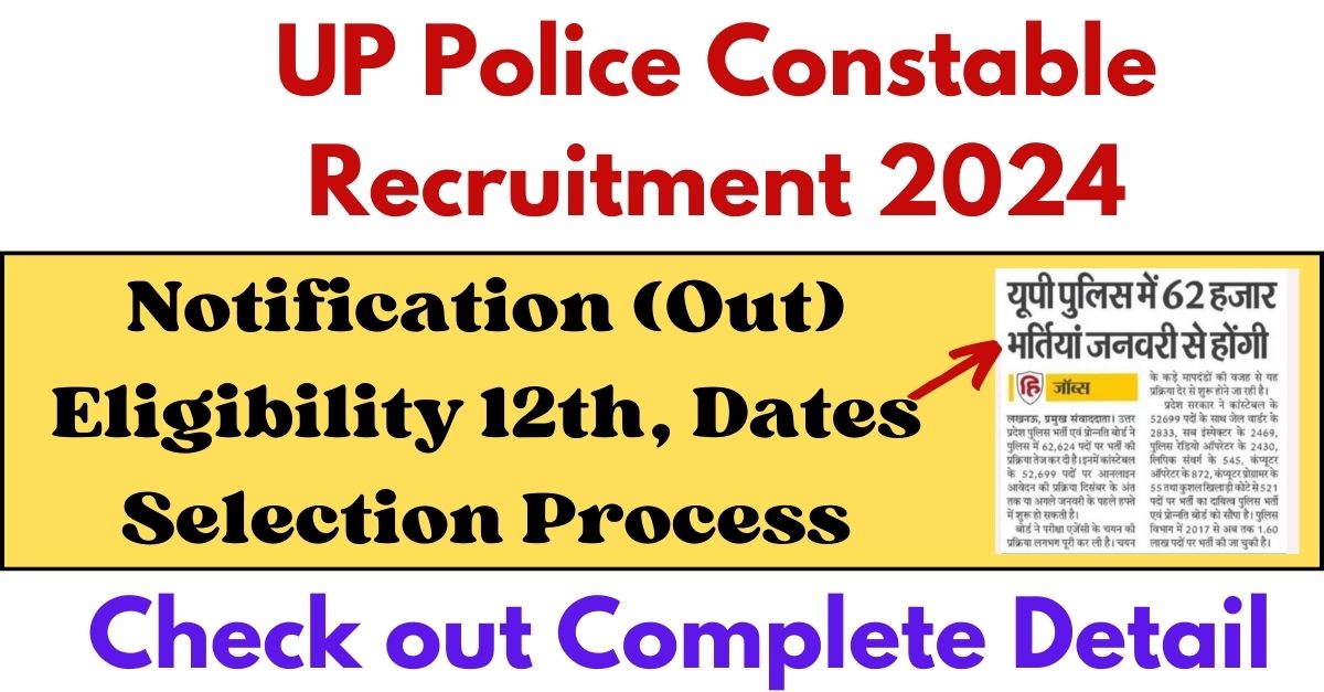 UP Police Constable Recruitment 2024 Notification (Out), Eligibility