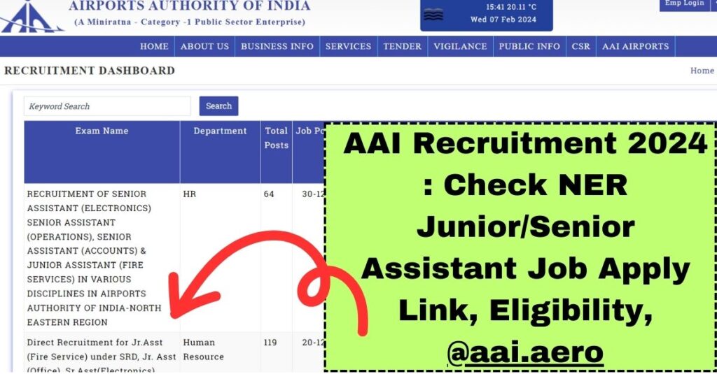 [APPLY NOW] AAI Recruitment 2024 Check NER Junior/Senior Assistant