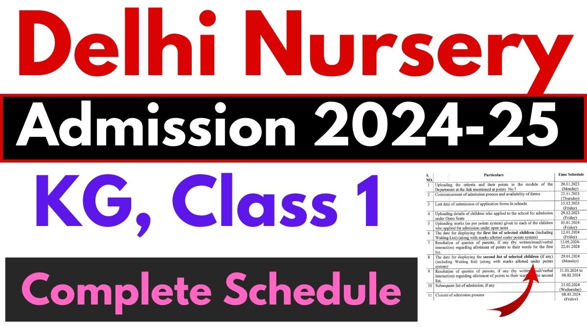 Delhi Nursery Admission 2024-25: Resolution Of Queries Till 6 Feb ...