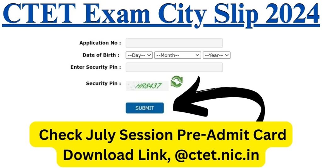 CTET Exam City Slip 2024 
