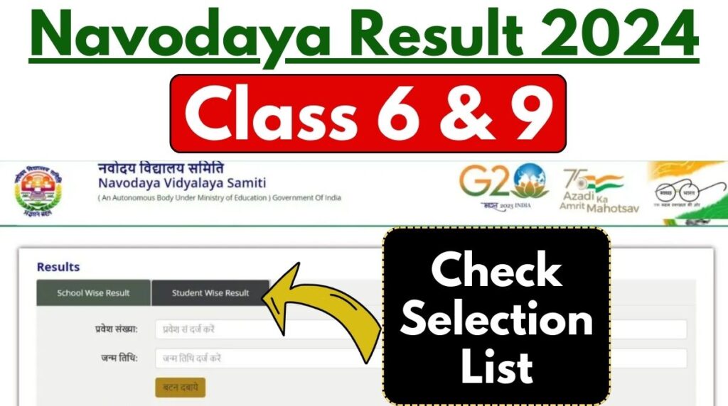 Navodaya Result 2024 Class 6 & 9 Released Verify JNVST Merit List, Cut