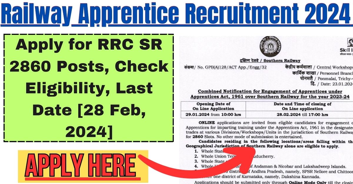 Railway Apprentice Recruitment 2024 Apply For RRC SR 2860 Posts