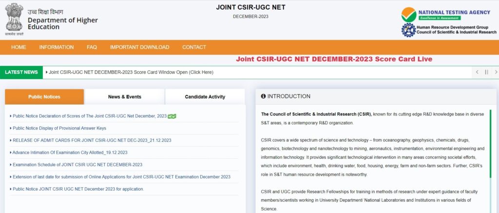 CSIR-UGC NET Exam 2024 