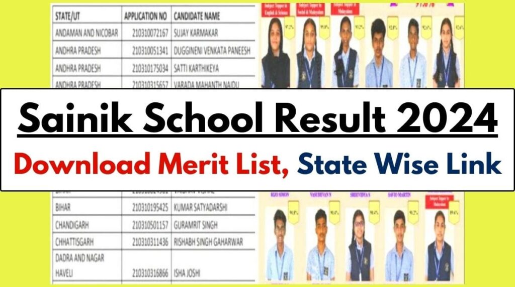 Sainik School Result 2024 [AISSEE Result] Download Merit List, State