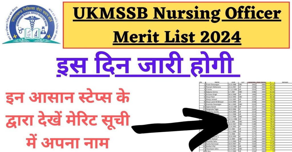 UKMSSB Nursing Officer Merit List 2024