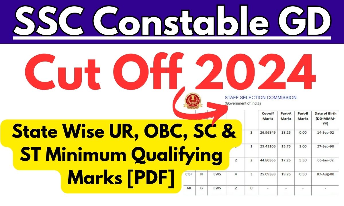 Ssc Constable Gd Cut Off Marks State Wise Ur Obc Sc St Minimum Qualifying Marks Pdf