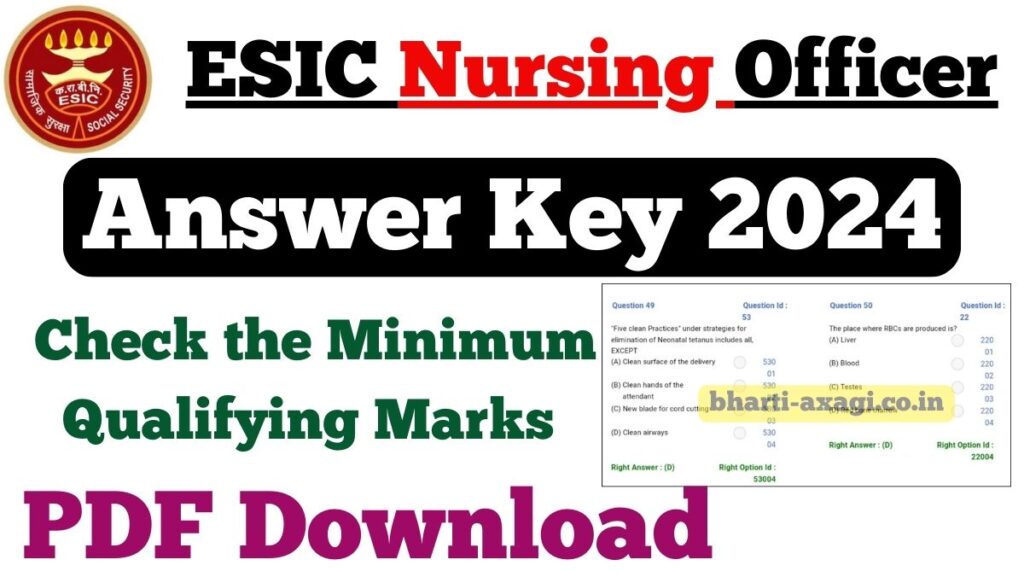 ESIC Nursing Officer Answer Key 2024