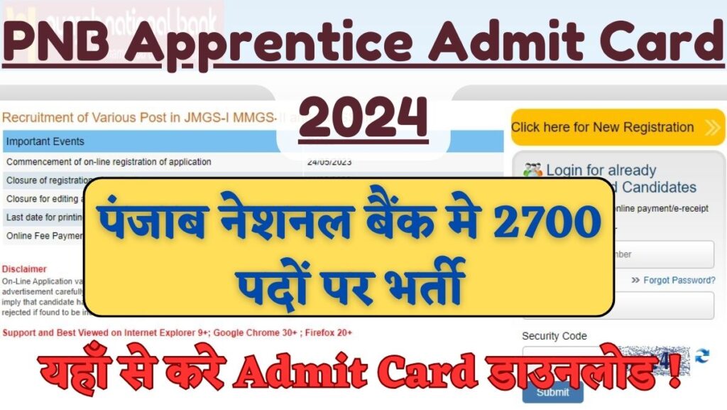 PNB Apprentice Admit Card 2024