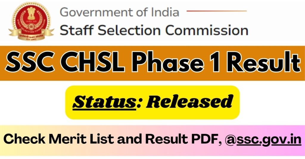 SSC CHSL Phase 1 Result 2024 