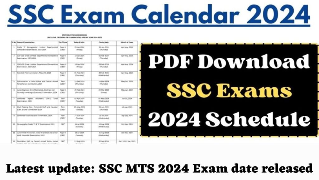 SSC Calendar 202425 (OUT) SSC Exams 2024 SSC CGL, CHSL, MTS Exam