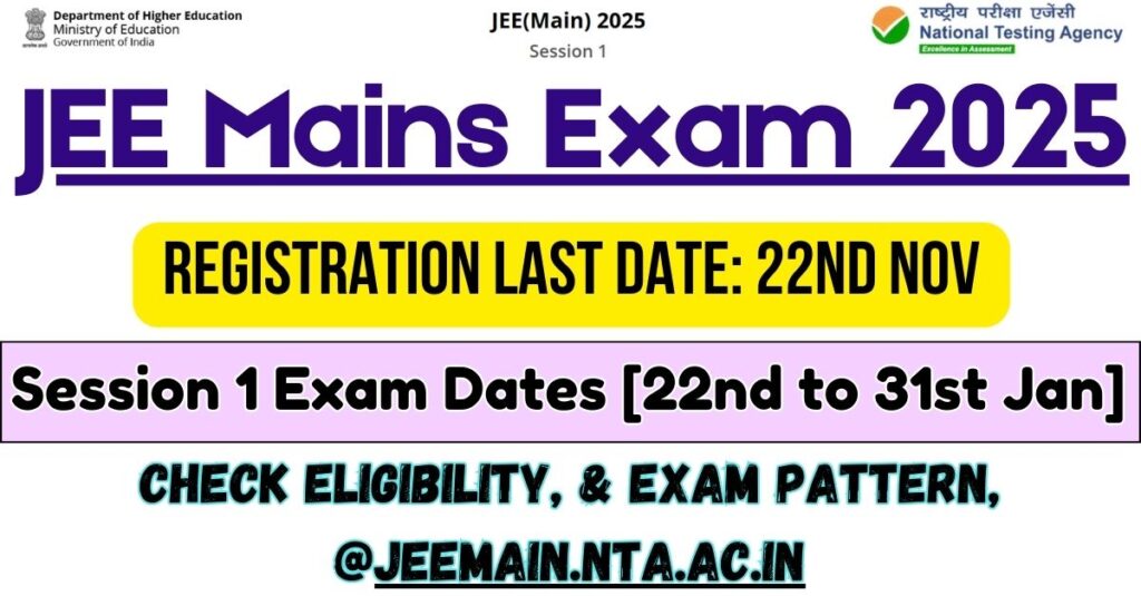 JEE Mains Registration 2025