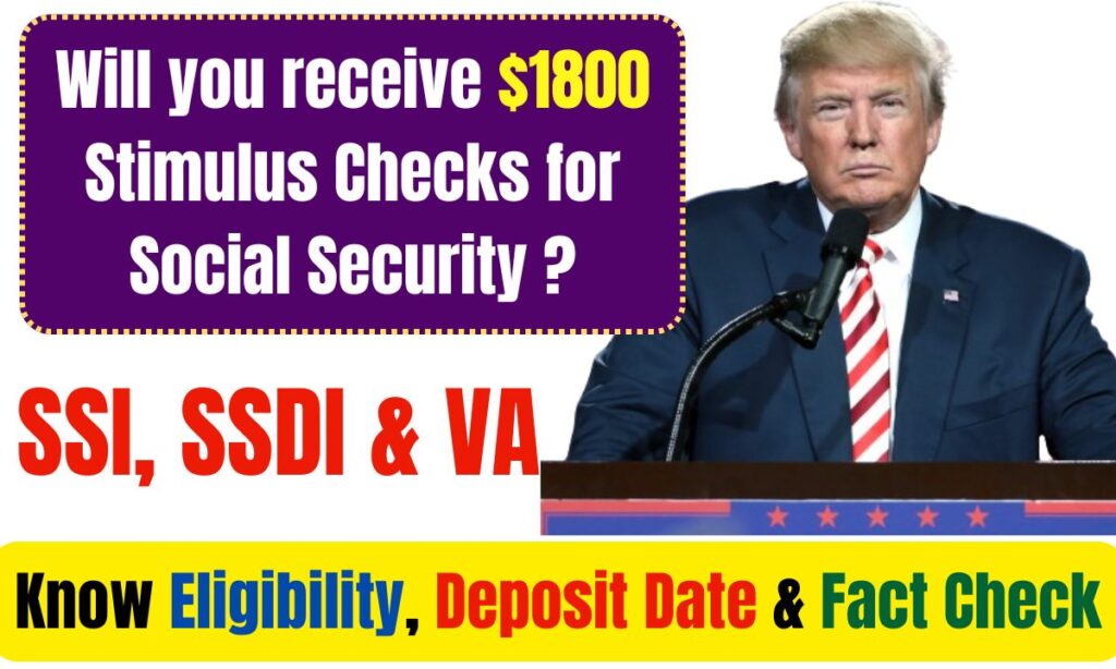 $1800 Stimulus Checks for Social Security SSI, SSDI & VA