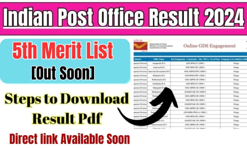 India Post Office GDS 5th Merit List 2024