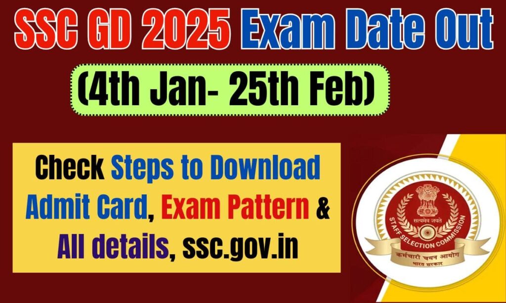 SSC GD 2025 Exam Date Out