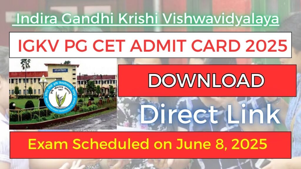 IGKV PG CET Admit Card 2025 Download: Check Exam Date, Pattern & Instructions at igkv.ac.in 1 IGKV PG CET Admit Card 2025 Download