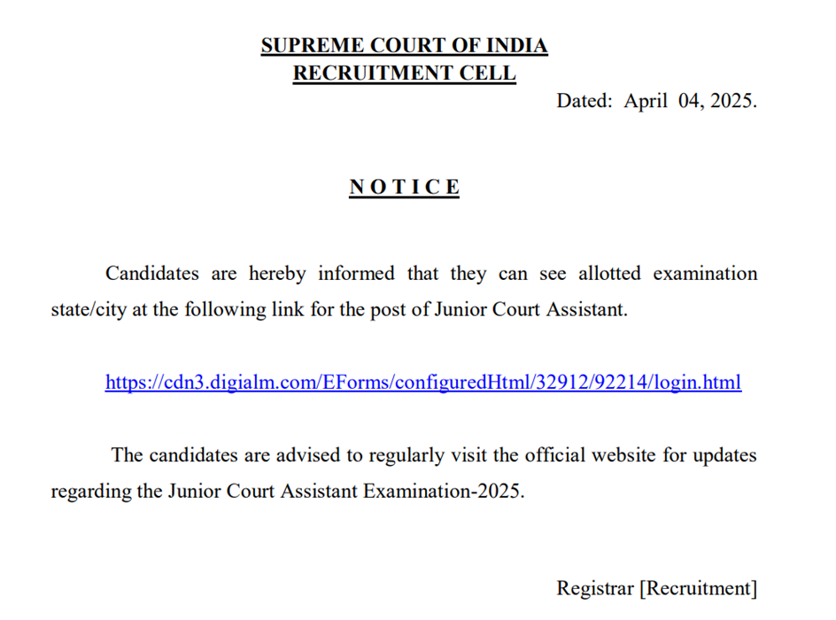 Supreme Court JCA Typing Test Admit Card 2025 Download, Exam City Slip at sci.gov.in 4 image 18